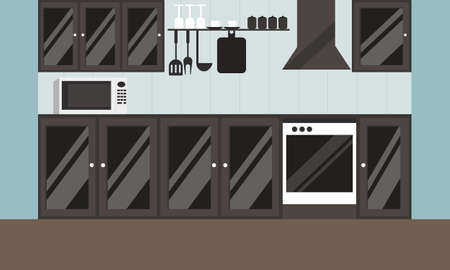 Interior modern kitchen room minimalist logoのイラスト素材