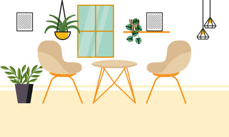 Interior living room furniture and home decor vectorのイラスト素材