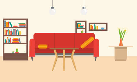 Interior living room furniture and home decor vectorのイラスト素材
