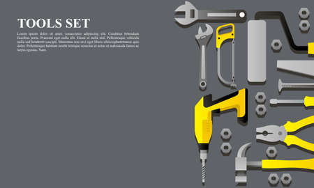 Carpentry construction and house renovation tools realistic composition backgroundのイラスト素材