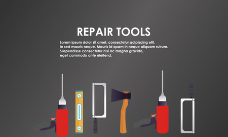 Carpentry construction and house renovation tools realistic composition backgroundのイラスト素材