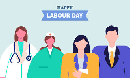 Diverse occupation celebrating labor day illustrationのイラスト素材