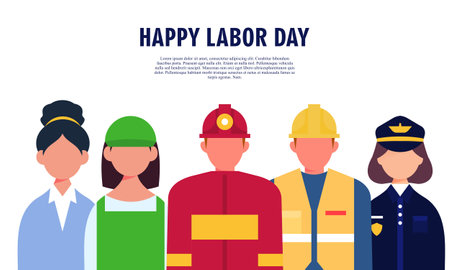 Diverse occupation celebrating labor day illustrationのイラスト素材