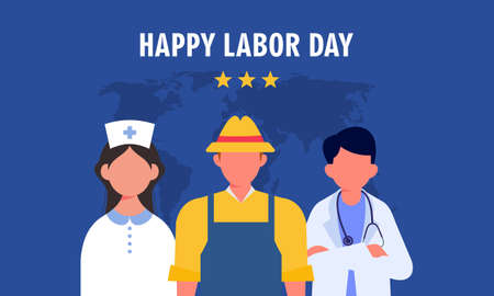 Diverse occupation celebrating labor day illustrationのイラスト素材