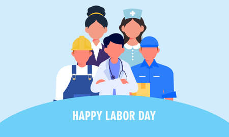 Diverse occupation celebrating labor day illustrationのイラスト素材