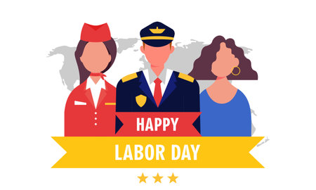 Diverse occupation celebrating labor day illustrationのイラスト素材