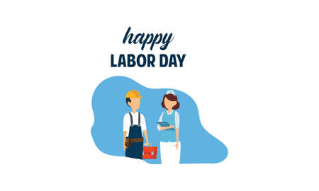 Diverse occupation celebrating labor day illustrationのイラスト素材