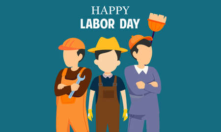 Diverse occupation celebrating labor day illustrationのイラスト素材