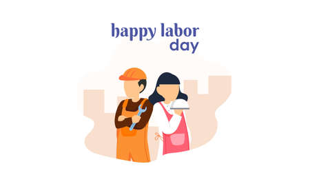 Diverse occupation celebrating labor day illustrationのイラスト素材