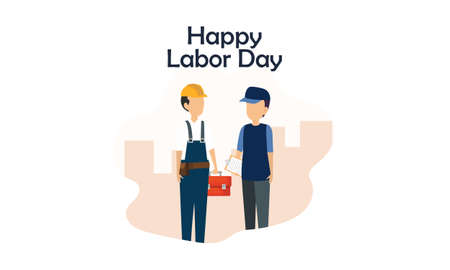Diverse occupation celebrating labor day illustrationのイラスト素材