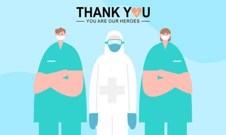 Thank you doctors and nurses flat designのイラスト素材