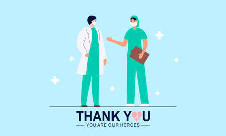 Thank you doctors and nurses flat design