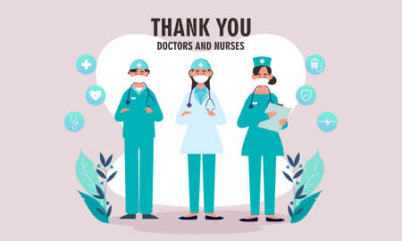 Thank you doctors and nurses flat design
