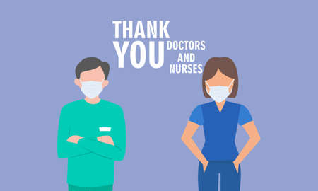 Thank you doctors and nurses flat design