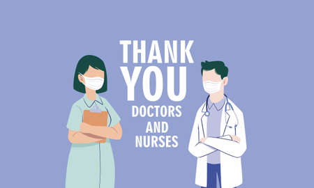 Thank you doctors and nurses flat designのイラスト素材