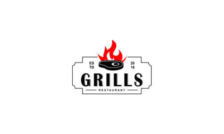 Barbecue Bbq Grill Restaurant Food Drink Logo Designのイラスト素材