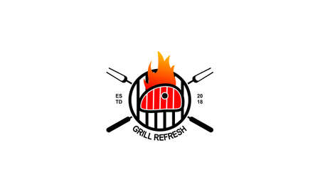 Barbecue Bbq Grill Restaurant Food Drink Logo Designのイラスト素材