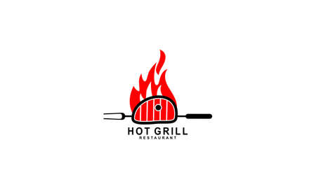 Barbecue Bbq Grill Restaurant Food Drink Logo Designのイラスト素材