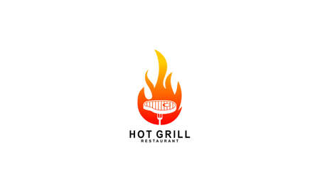 Barbecue Bbq Grill Restaurant Food Drink Logo Designのイラスト素材