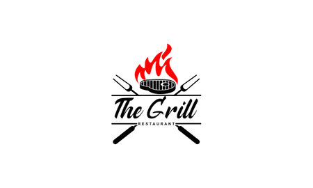Barbecue Bbq Grill Restaurant Food Drink Logo Designのイラスト素材