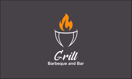 Barbecue Bbq Grill Restaurant Food Drink Logo Designのイラスト素材