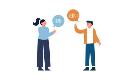 Illustration with young people talkingのイラスト素材