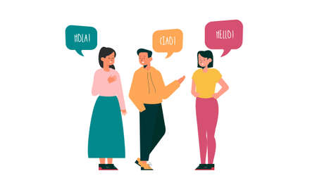 Illustration with young people talkingのイラスト素材