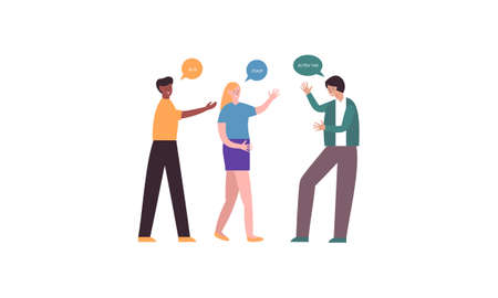 Illustration with young people talkingのイラスト素材