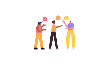 Illustration with young people talkingのイラスト素材