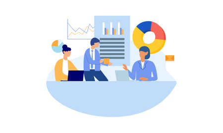 Flat design concept of business analysis, project management, market research illustrationのイラスト素材