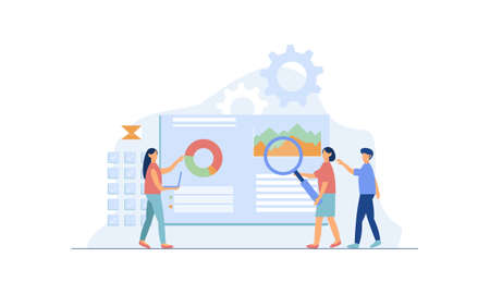 Flat design concept of business analysis, project management, market research illustrationのイラスト素材