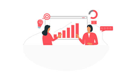 Flat design concept of business analysis, project management, market research illustrationのイラスト素材