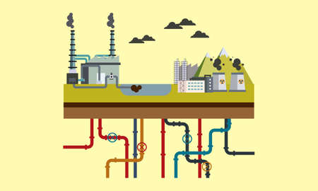 Flat design nature pollution logoのイラスト素材