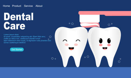 Cartoon dental care landing page templateのイラスト素材