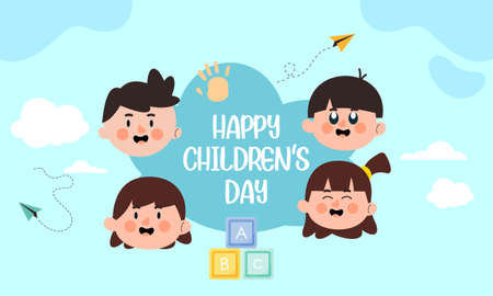 Hand drawn flat world children's day backgroundのイラスト素材