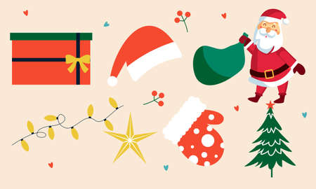 Festive christmas clipart elements collectionのイラスト素材