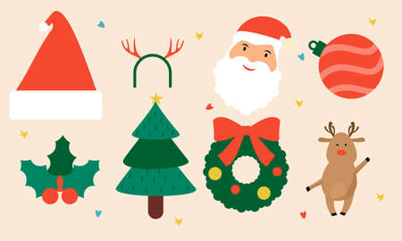 Festive christmas clipart elements collectionのイラスト素材