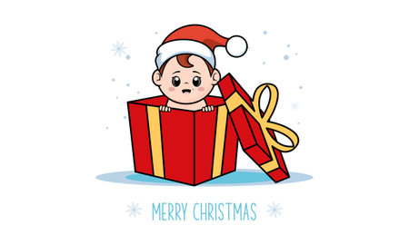 Cartoon cute baby santa merry christmasのイラスト素材