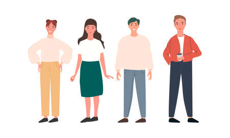 Group of people illustration set. Happy together illustration