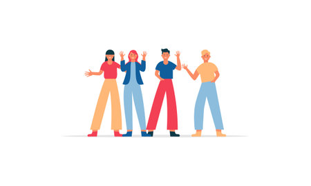 Group of people illustration set. Happy together illustrationのイラスト素材