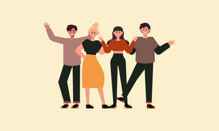 Group of people illustration set. Happy together illustrationのイラスト素材