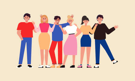Group of people illustration set. Happy together illustrationのイラスト素材