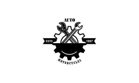 Vintage motorcycle print. monochrome logoのイラスト素材