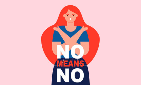 No means no concept illustration vectorのイラスト素材