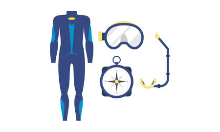 Set of diving equipment logo vectorのイラスト素材