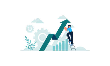 Rising concept illustration. Business people illustrationのイラスト素材