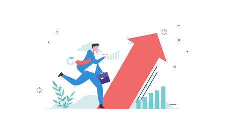 Rising concept illustration. Business people illustrationのイラスト素材