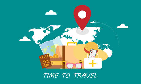 Travel the world background logo vectorのイラスト素材