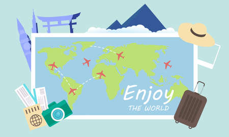 Travel the world background logo vectorのイラスト素材