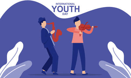 Flat international youth day illustration vectorのイラスト素材
